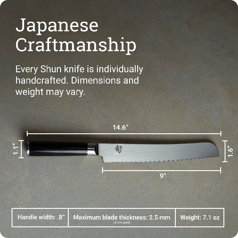 Couteau à pain Shun Classic 9 po, Droitier