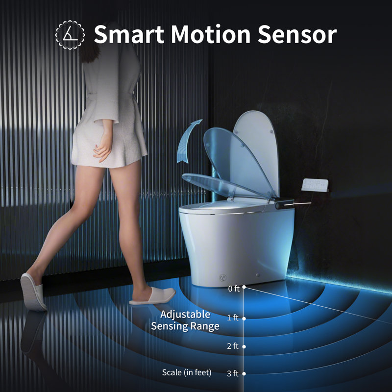 DeerValley Luxury Smart Toilet With Bidet: MaP 1000g Rated Powerful Flush, Auto Open/Close Lid, Foam Shield and 17.5" ADA Height in White
