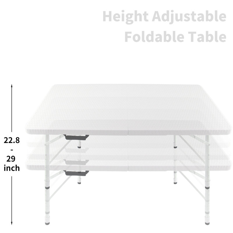 Table pliante portative de 4 pi - Acier inoxydable de conception triangulaire stable et lisse pour l'intérieur et l'extérieur du plateau de table