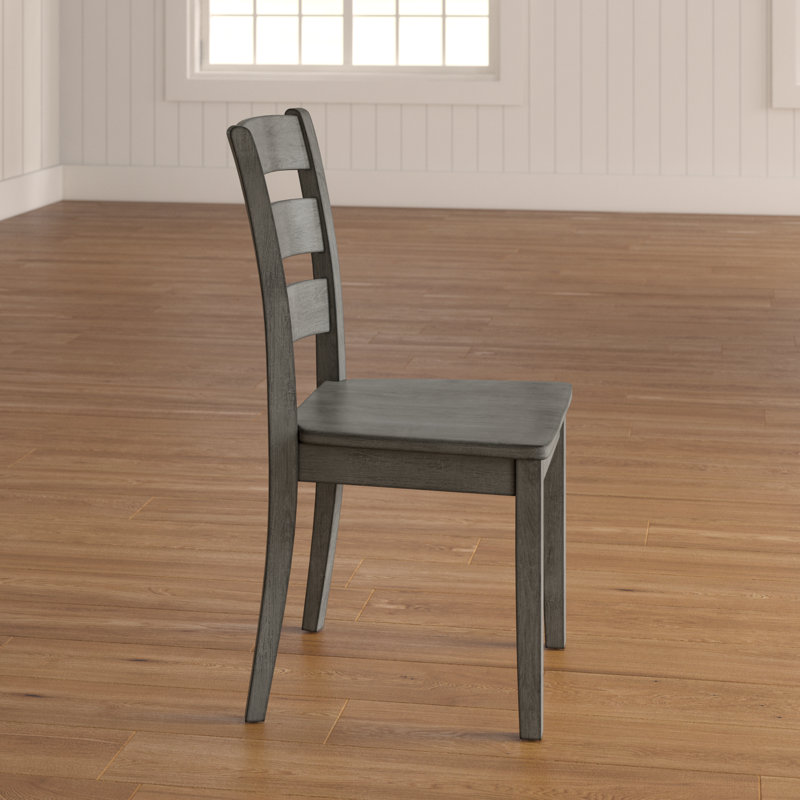 Chaise d'appoint à dossier en échelle en bois massif Alexa-Mae, Gris antique