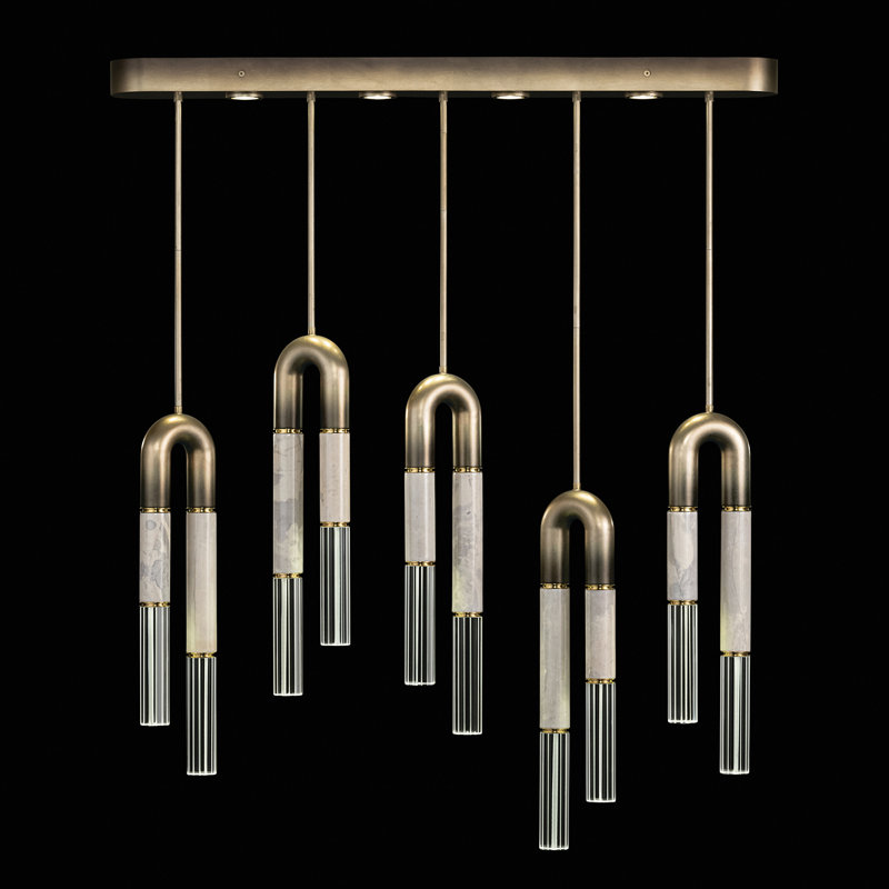 Luminaire suspendu linéaire 51,5 po Antonia, Ombre bronze / laiton / fumée