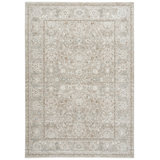 Power Loom Polyester Oriental Area Rug in Taupe/Ivory