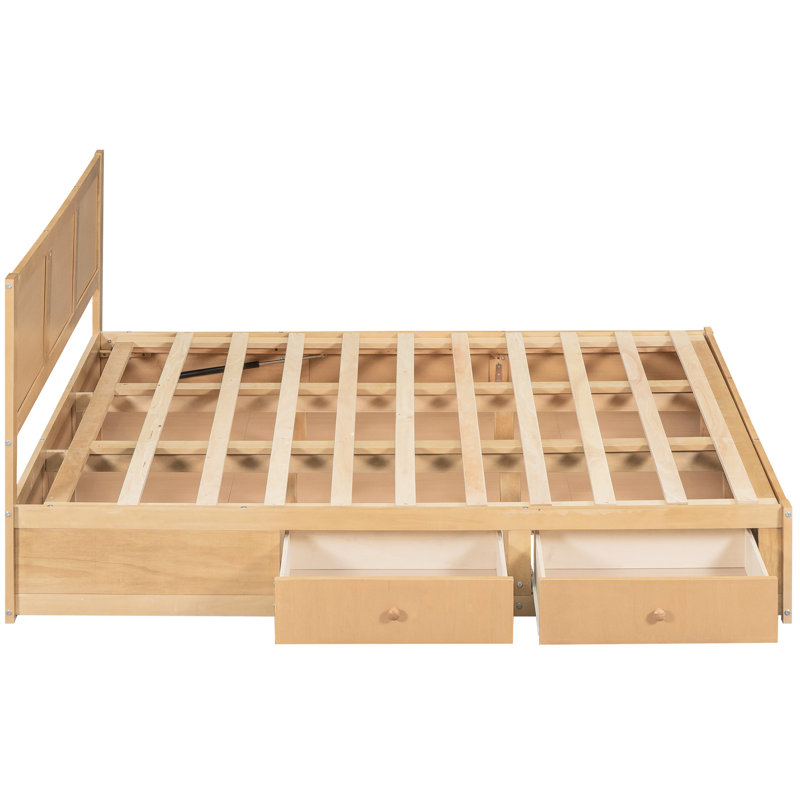 Lit plateforme en bois avec rangement 2 tiroirs sous le lit