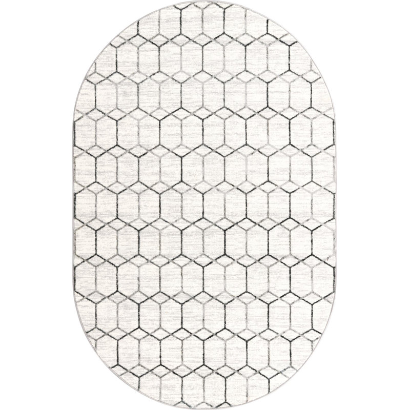 Eshin Geometric Indoor Rug, Oval 5'3" x 8'