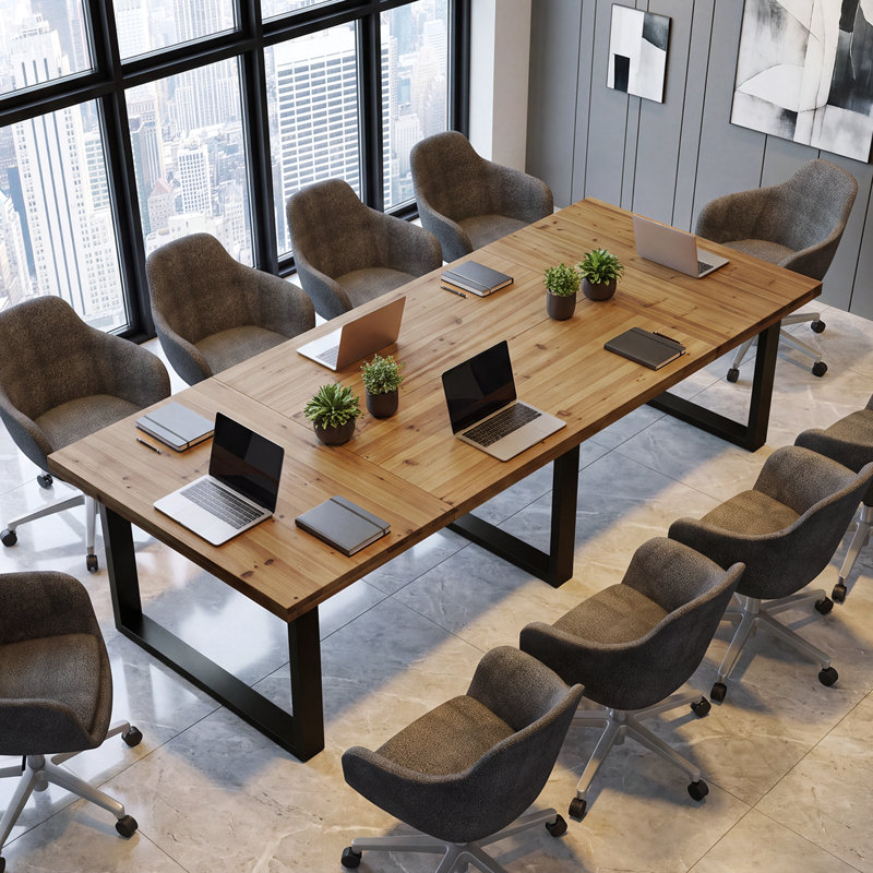 94.5" Rectangular Solid Wood Conference Table, Computer Desk for Office