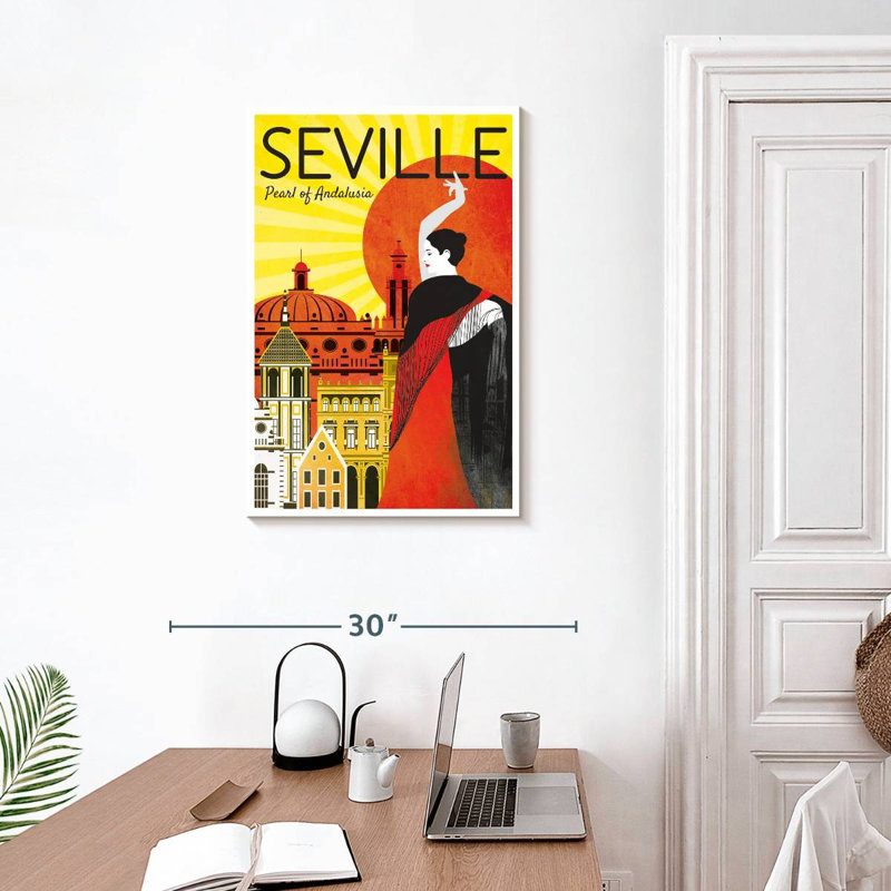 Séville perle d'Andalousie, affiche rétro, H 30 po x l 20 po