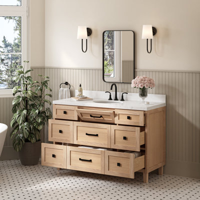 ARIEL Monroe 54 Single Sink Bathroom Vanity with Carrara Quartz Top
