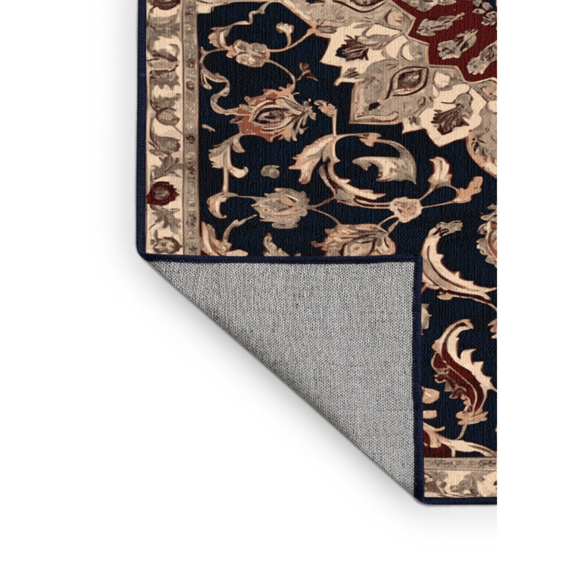 Tapis persan noir lavable à la machine, Carré 4 pi