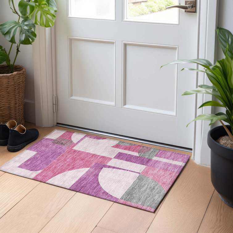 Machine Washable Indoor/Outdoor Cinead ACN1692 Blush Rug