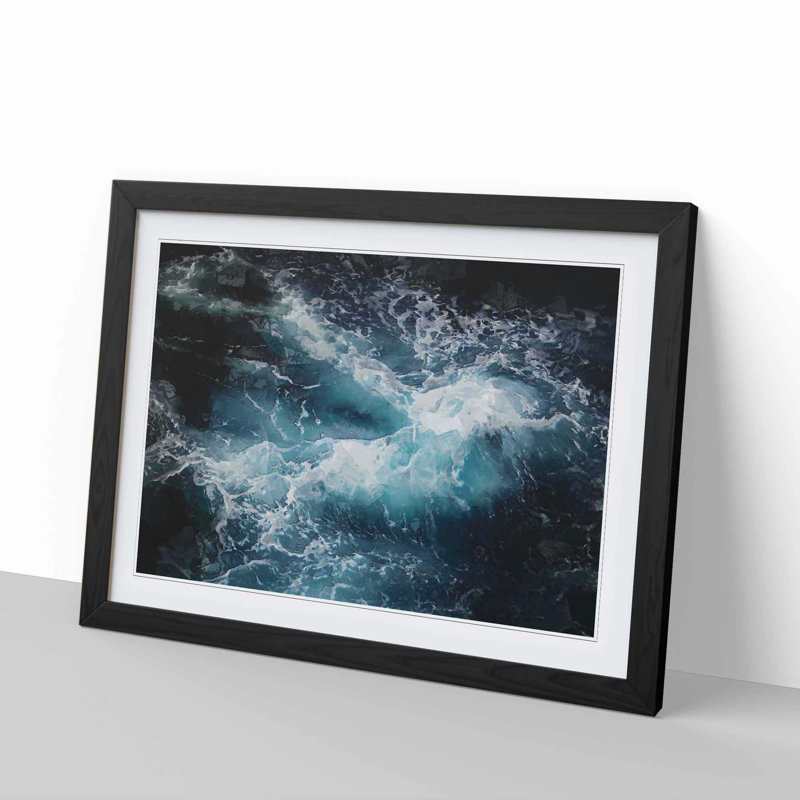 Rip Tide in Blue - Picture Frame Graphic Art Print, 40cm H x 60cm W x 2cm D, Black