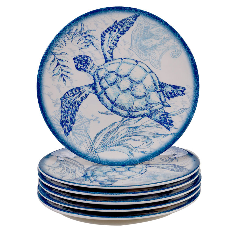 Oceanic Blue Melamine 10" Salad/Dessert Plates Set of 6