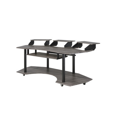 83" Eleazar Black Oak Finish Music Recording Studio Desk (Not Including Office Chair)