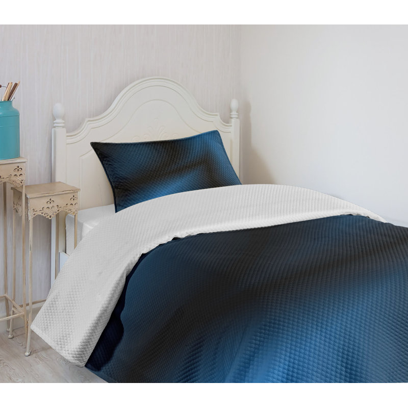 Twin Blue Quilted Bedspread Set with Pillow Sham