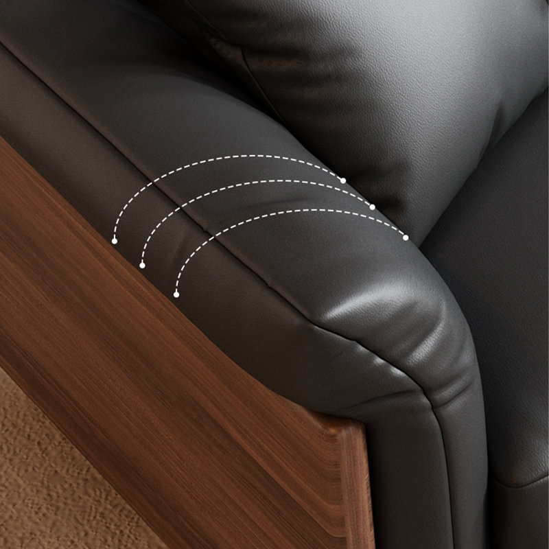 Canapé modulaire noir en cuir véritable, H 33,46 po x l 110,24 po x P 35,43 po, 4