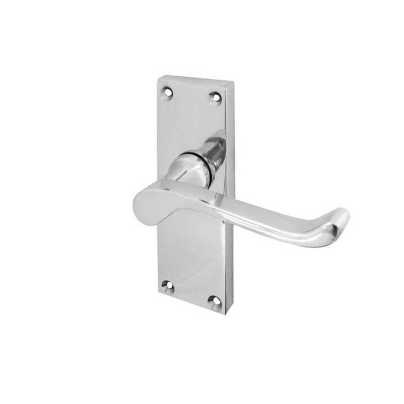 Victorian PC Scroll Door Handle, Polished Chrome