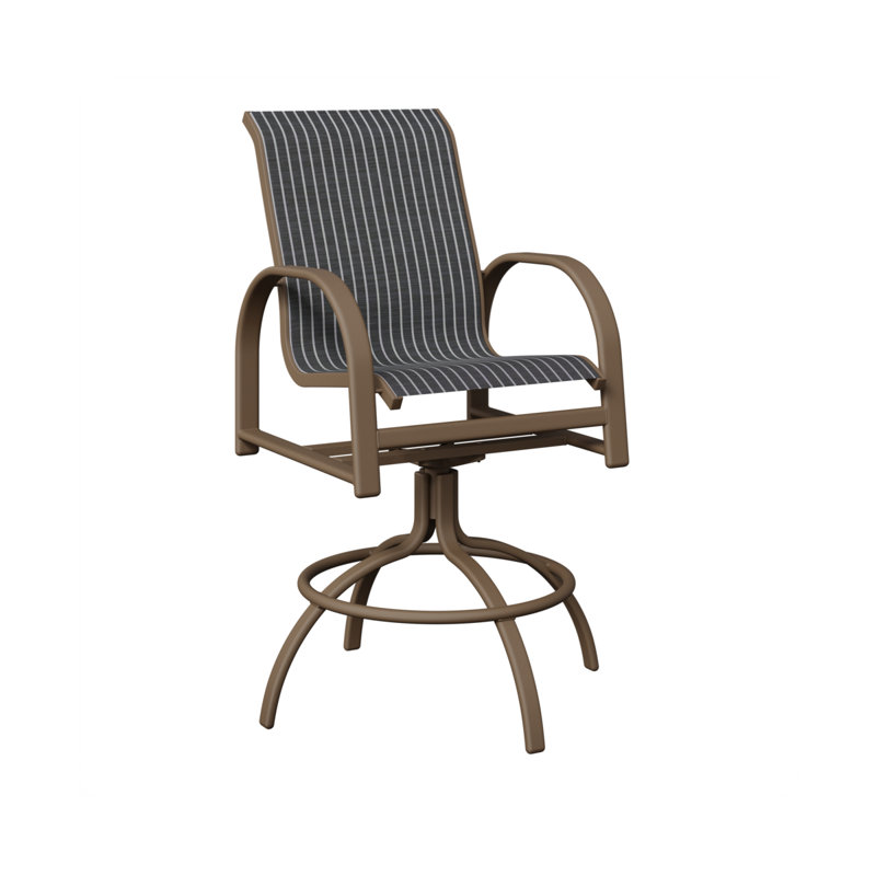 Chaise de bar pivotante en argile Cazares, Argile, Whisper rayé bleu marine
