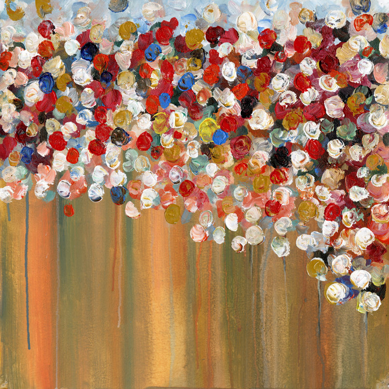 Dot Flowers Abstract - Wrapped Canvas Painting, 91cm H x 91cm W x 3.8cm D