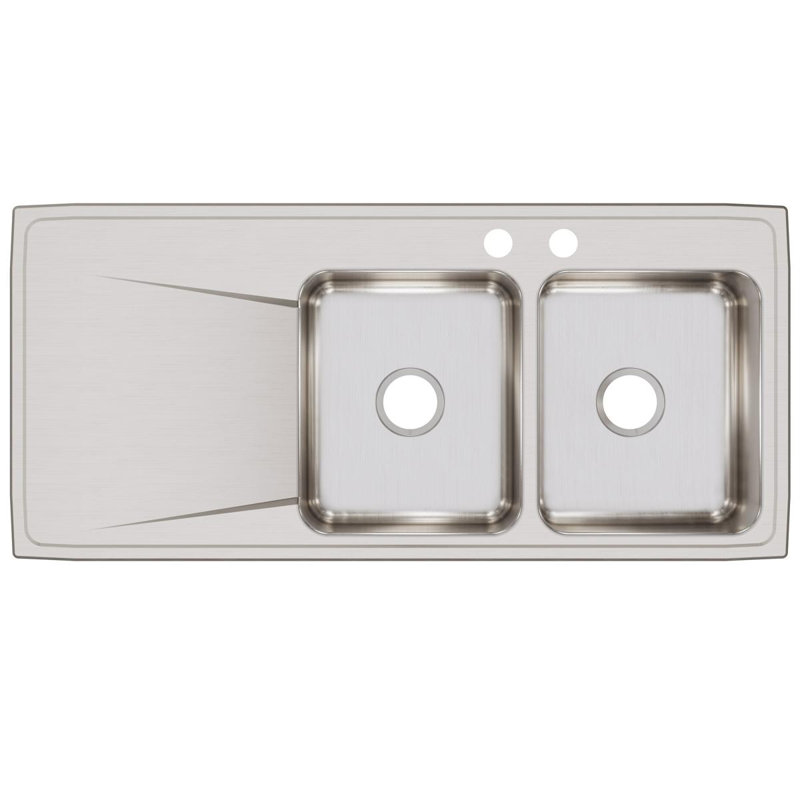 Lustertone 48" L x 22" W Double Basin Drop-In Kitchen Sink, 2 holes