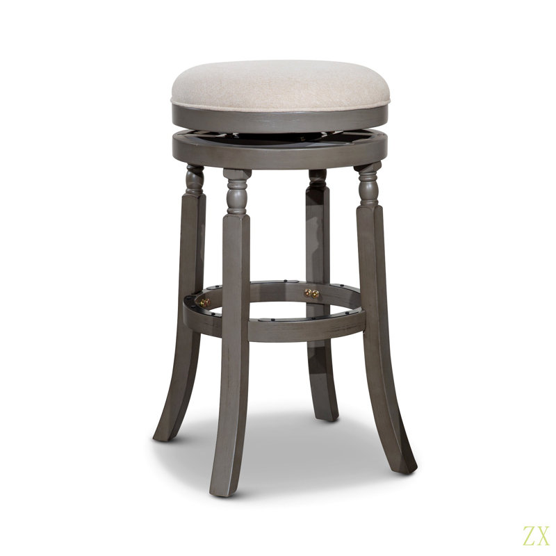 Tabouret 30 ", siège en tissu, Siège crème / cadre gris