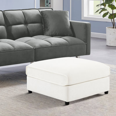 Chenille Fabric Storage Ottoman Bench With Hidden Compartment, Multi-Functional Footrest Stool For Living Room, Bedroom, Or Office, Stylish And Space-