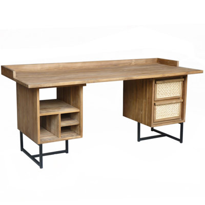 Cane Solid Wood Writing Desk