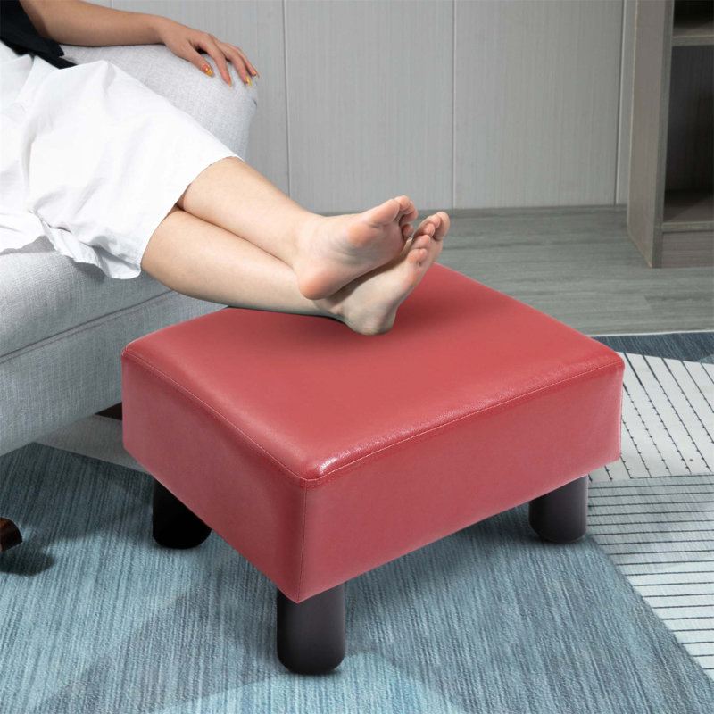 Repose-pieds compact en similicuir rectangulaire, parfait pour les salons et les bureaux à domicile, siège rembourré en mousse pour plus de confort et de soutien.