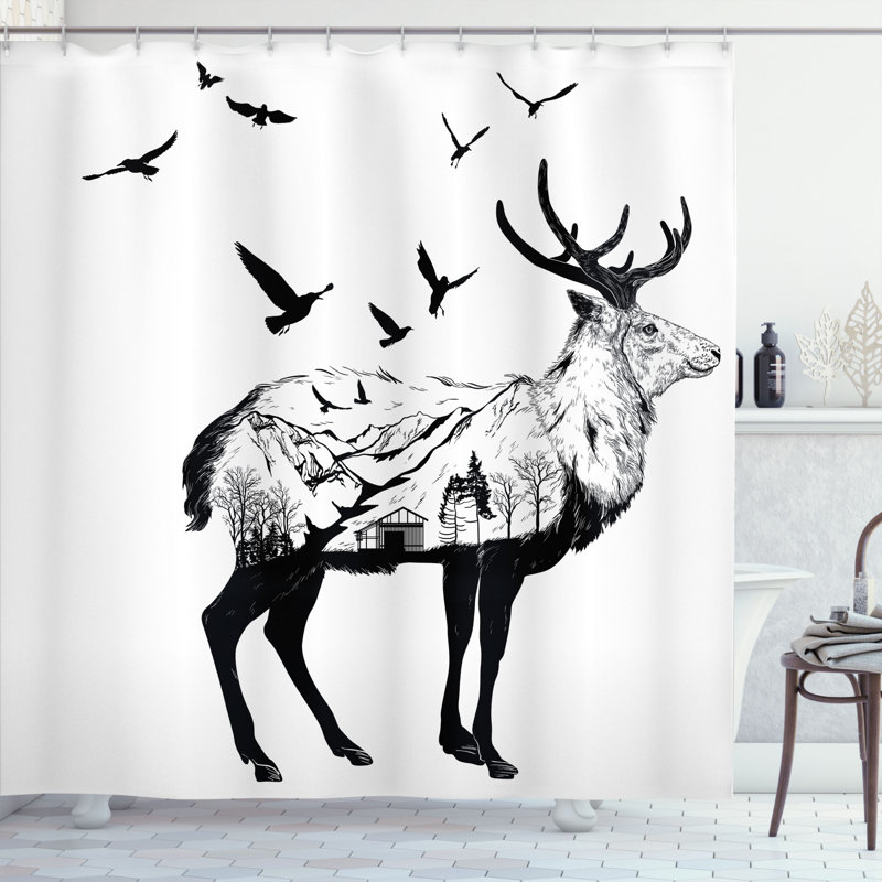 Shower Curtain with Hooks Included, 84" H x 69" W