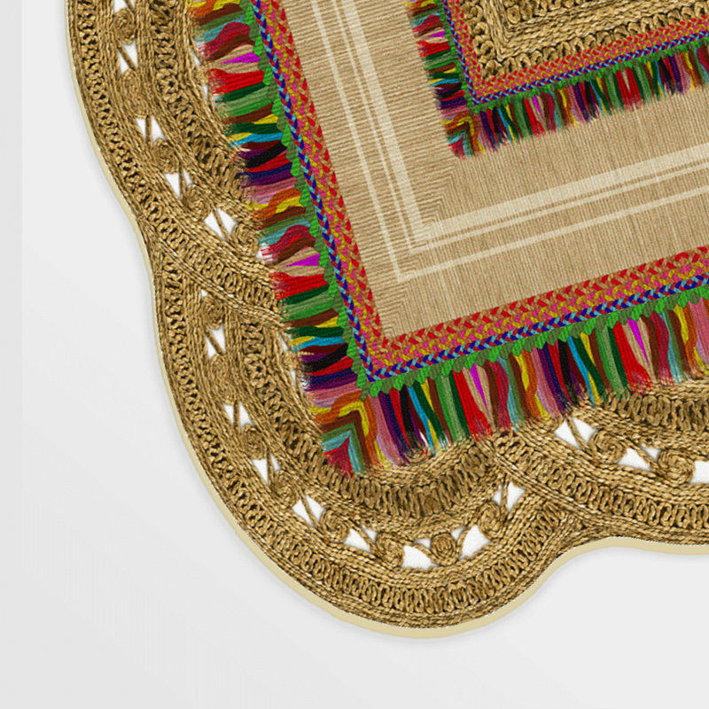 Tapis bleu / rose / vert en polyester tissé à la machine Novelty Weigand, Nouveauté 3 pi 3 po x 9 pi 10 po