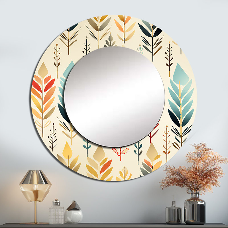 Ivoire, décorations bohémiennes - miroir à chevrons, miroir mural rond Glam, 23 po x 23 po