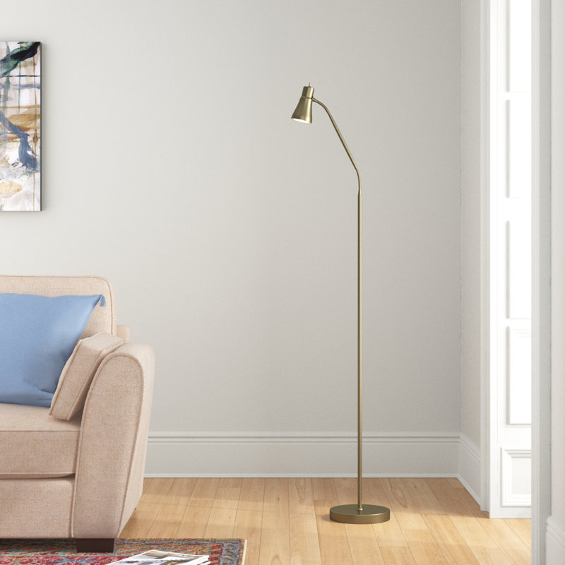 Aldobrando 167cm Arched Floor Lamp, Antique Brass