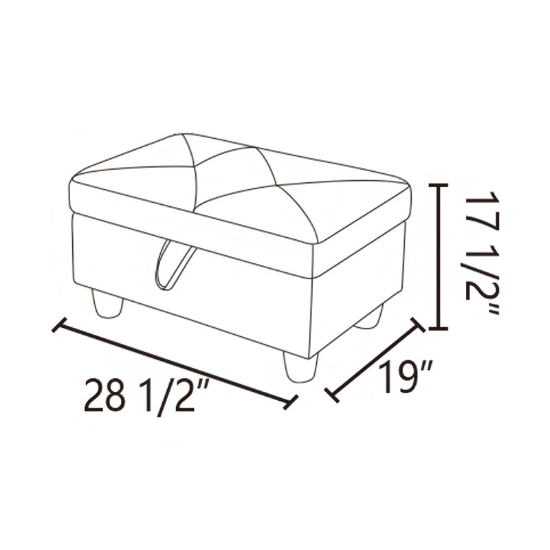 Repose-pieds de rangement rectangulaire 28,5 po Keevha, Lin blanc