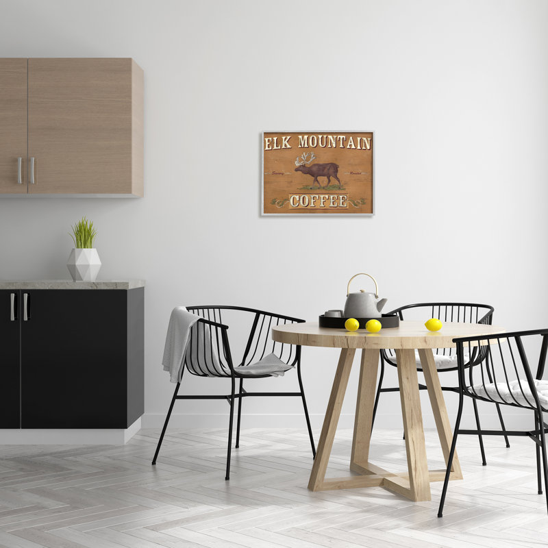 «Antique Elk Mountain Coffee Kitchen Kitchen Rustic Animal» par June Erica Vess - Art textuel sur toile, H 16 po x l 20 po