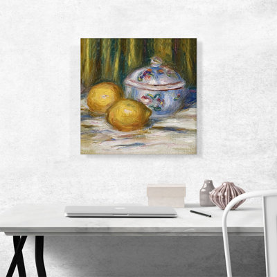 «Saucer and Lemons 1915» par Pierre-Auguste Renoir, reproduction d'art sur toile tendue