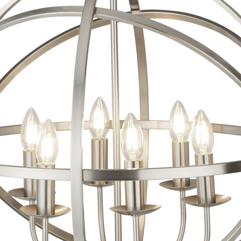 Kirsten 4-Light Chandelier, 6, 60cm W, Satin Silver