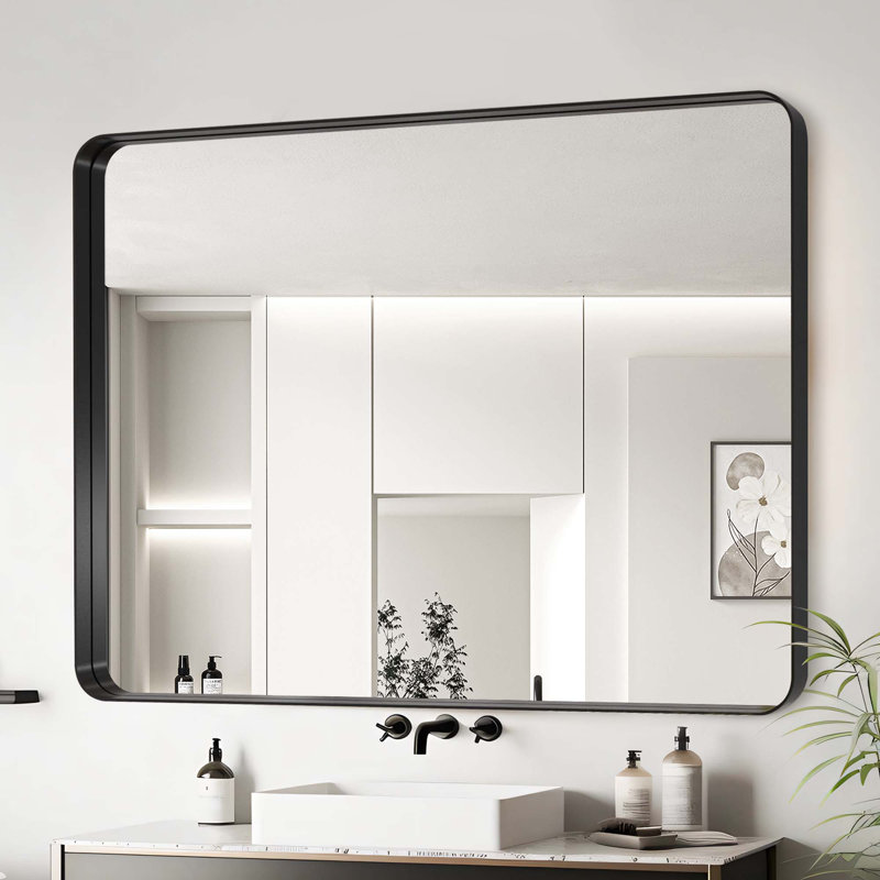 Aluminium Frame Bathroom Mirror, Black, Horizontal, 60" x 28"