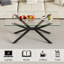 Table basse rectangulaire de 39,37 po avec plateau en verre trempé transparent et pieds en métal noir pour le salon | Idée cadeau-386711414-386711418