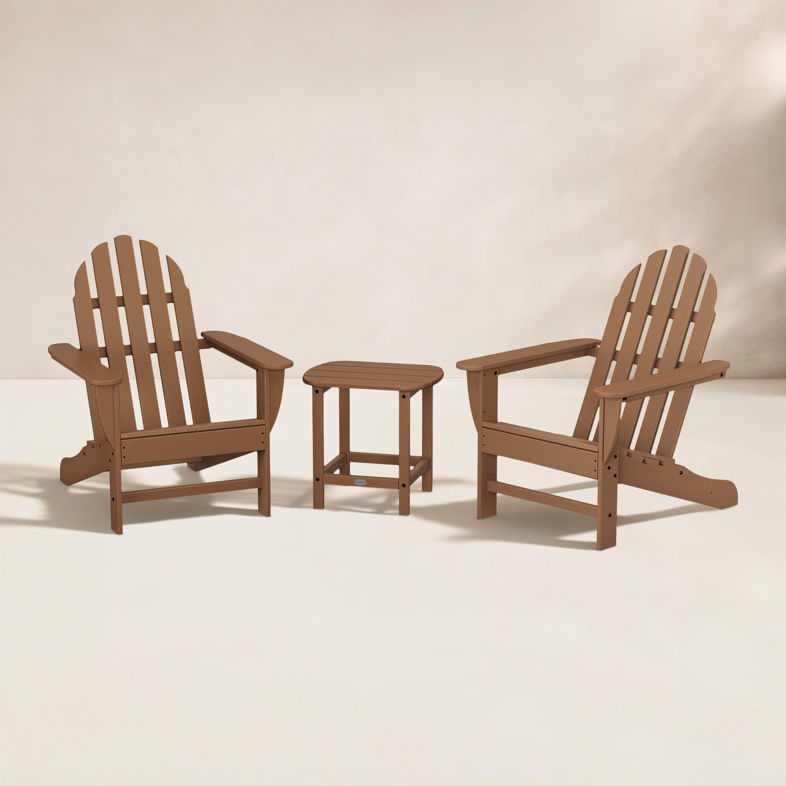 Classic Adirondack 3-Piece Set with South Beach 18" Side Table, Teak