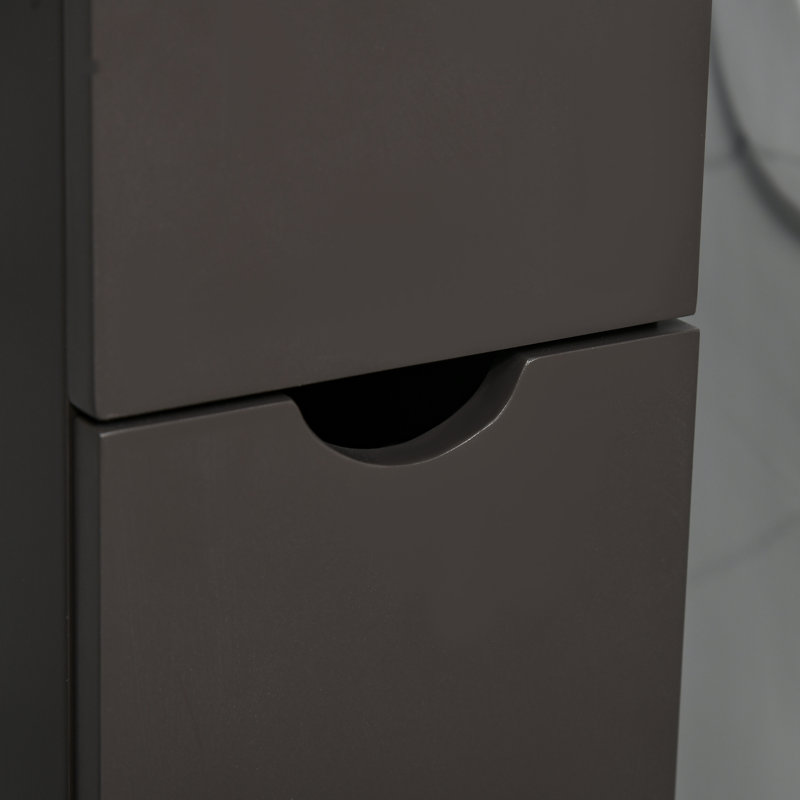 54" Tall Bathroom Storage Cabinet, Freestanding Linen Tower With 2-Tier Shelf And Drawers, Narrow Side Floor Organizer, Brown