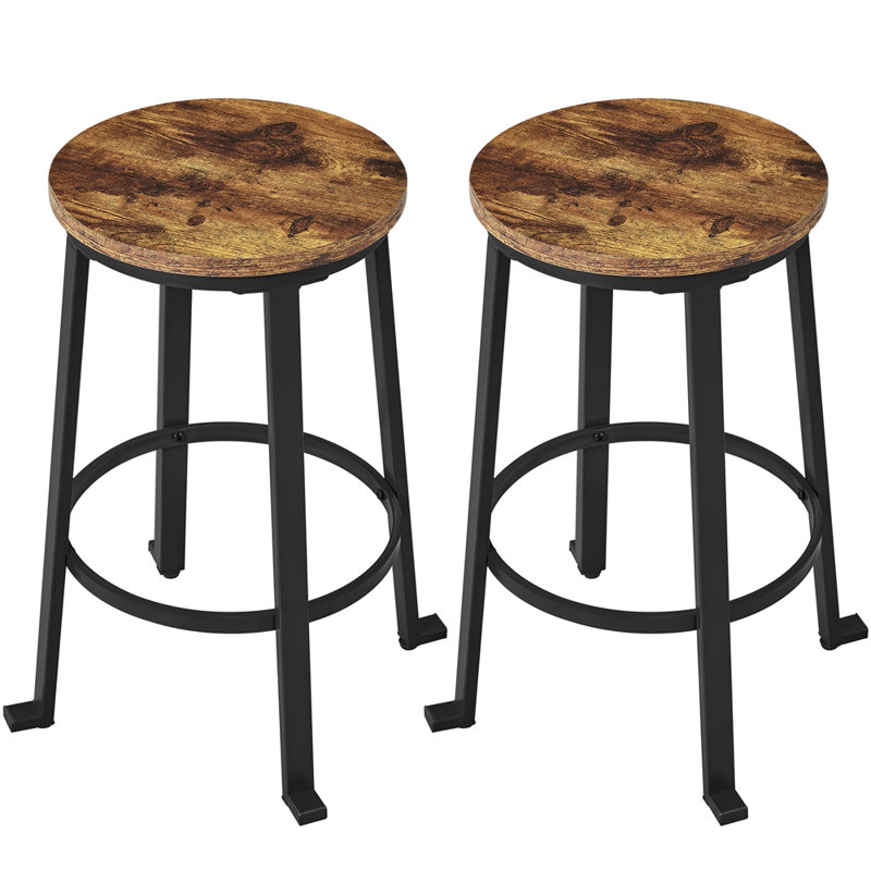 Khadijah Counter Stool with Metal Frame, Rustic Brown, Counter Stool (24” Seat Height)