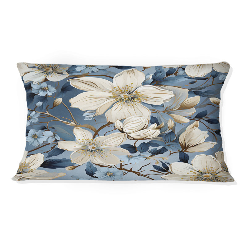 Coussin décoratif à motif floral bleu rétro Finesse II