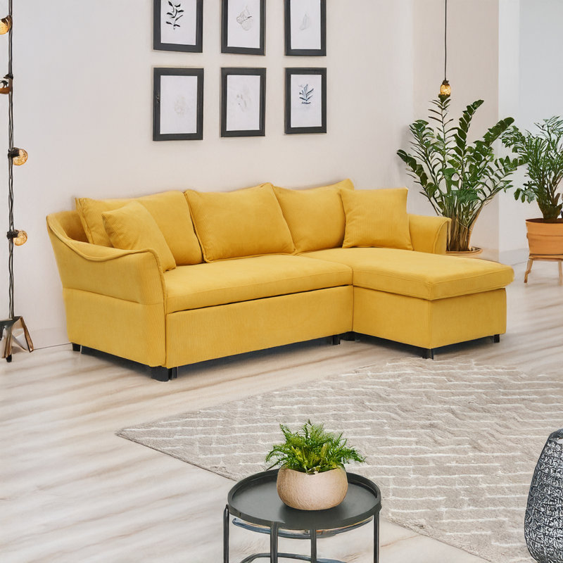 Sleeper Sofa Convertible Sofa Bed Sofa Arm Sofa Bed Couch Sleep Sofa Comfy Sofa Modern Sofa, Yellow Corduroy