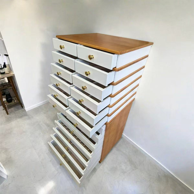 Multi-drawer solid wood jewelry cabinet