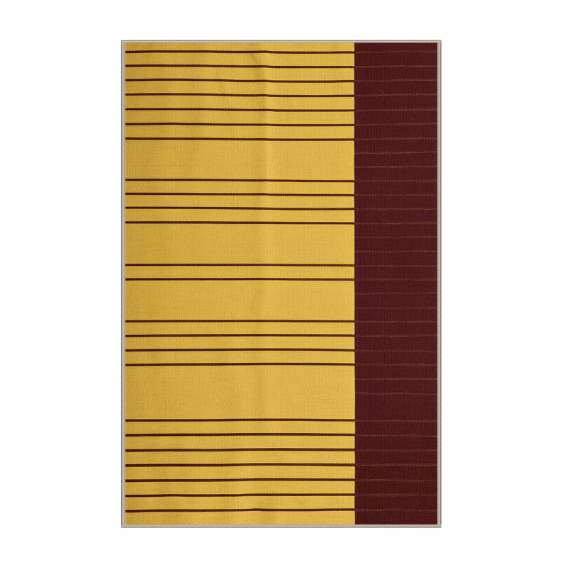 Tapis brun à rayures horizontales lavable à la machine, Rectangle 5 pi x 7 pi