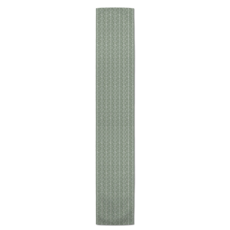 Chemin de table en losanges pointillé Nalston, 72 po x 16 po, Sauge vert, Géométrique 2