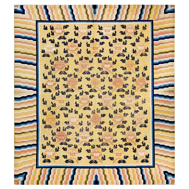 Antique Allover Floral Hand Knotted Pile Rug