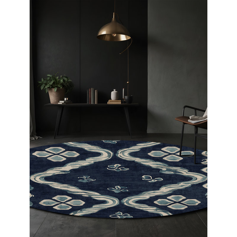 Machine Washable Gray Area Rug, Round 6'