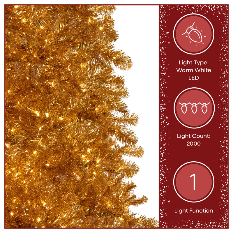 9 Ft. Pre-Lit Christmas True Gold Metallic Tree, 9 Ft