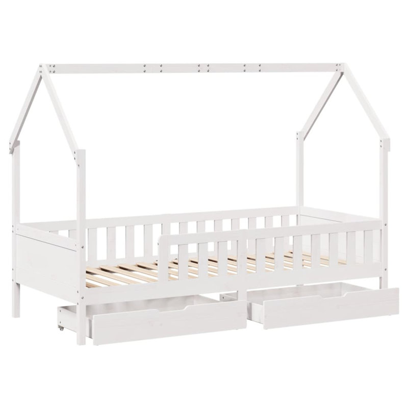 Ariane Standard House Beds with Trundle Included, Single (90 x 200 cm), White