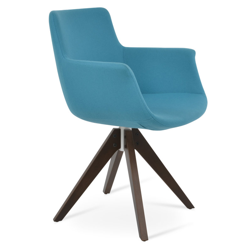 Fauteuil Bottega, Turquoise, Noyer