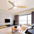 52 Inch Flush Mount Ceiling Fan DC 3 Solid Wood Fan Blade Noiseless Reversible Motor Remote Control With Light